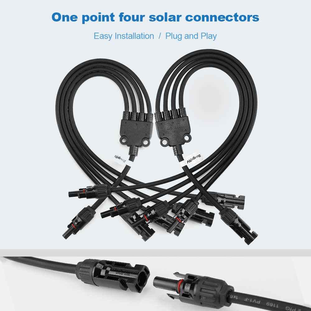 Y Branch Parallel Connectors Extra Long 1 to 4 Solar Cable - BougeRV