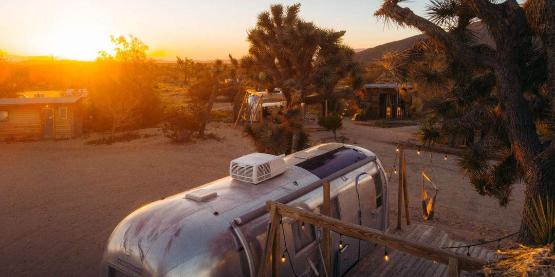 A BougeRV CIGS solar panel on the round RV roof