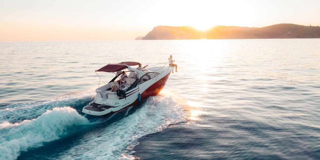 Bimini boat on the sea
