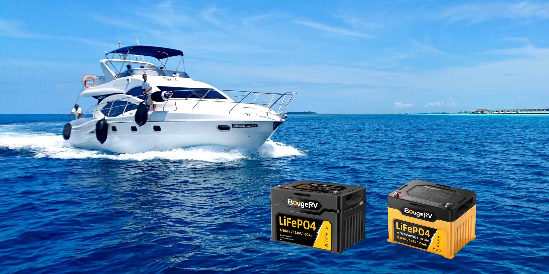 BougeRV’s 12V marine batteries LiFePO4 for boat