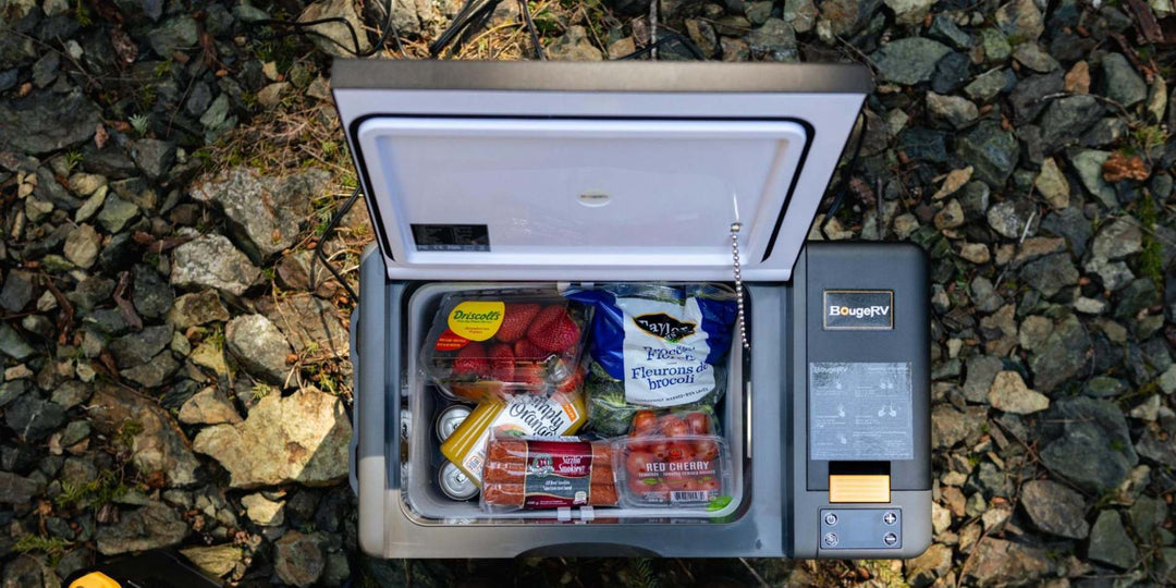 BougeRV’s 12V small mini fridge for camping, overlanding, RVing and road tripping, and outdoor use