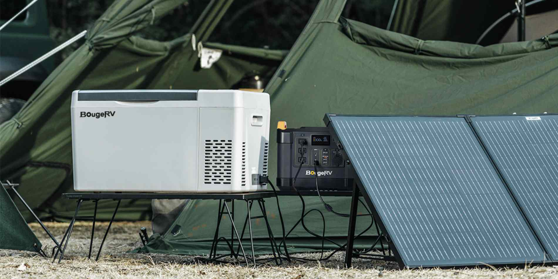 BougeRV’s Compact 12v Mini Fridge Can Run on BougeRV’s Portable Power Stations and Portable Solar Panels for Camping