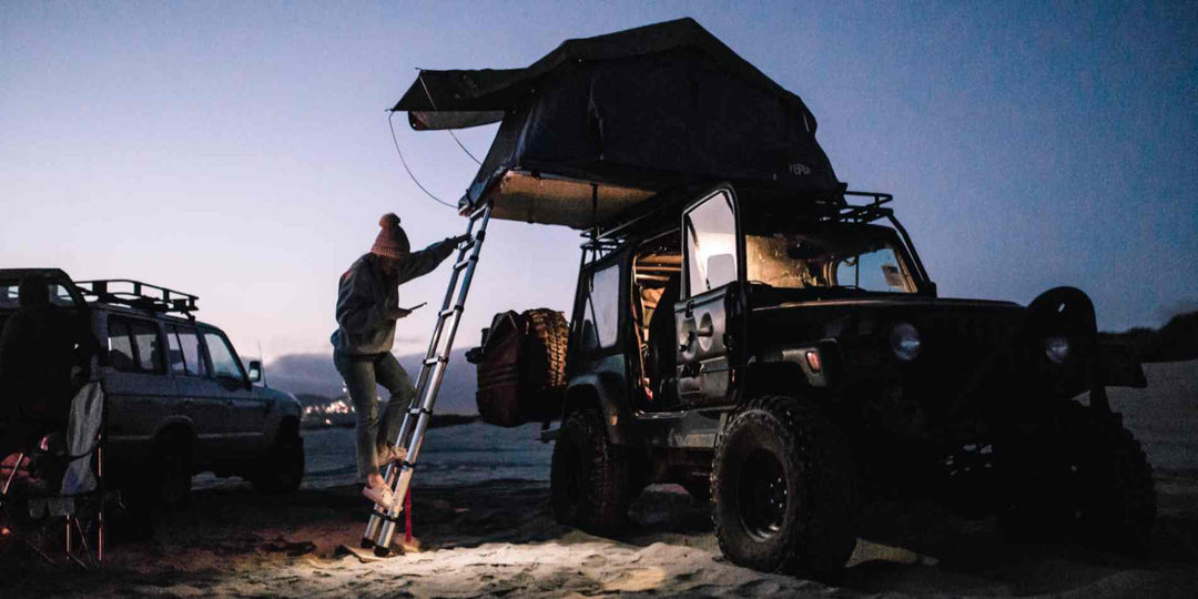 Overlanding vehicles with essential overlanding gear