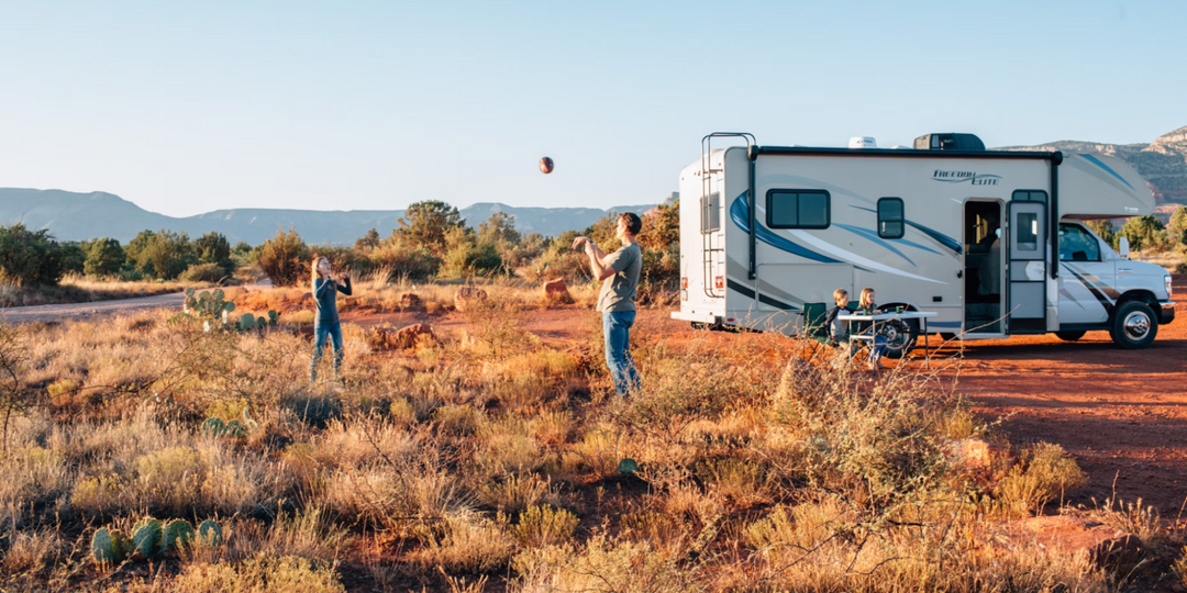 Playing ball at the campsite