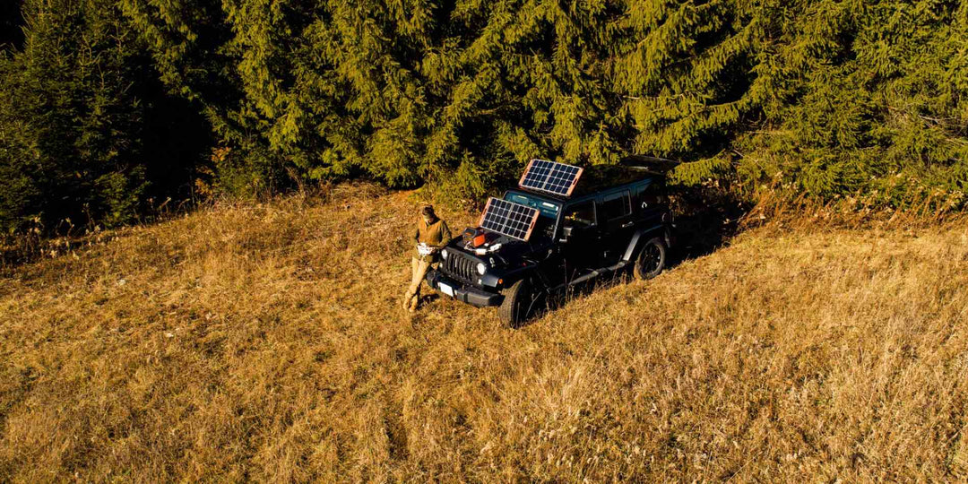 Solar panel fitted on a van