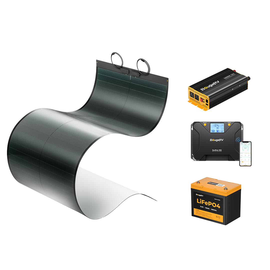 BougeRV 12V 200 Watt CIGS Flexible Solar System Kit (Pre-Punched Holes Version)