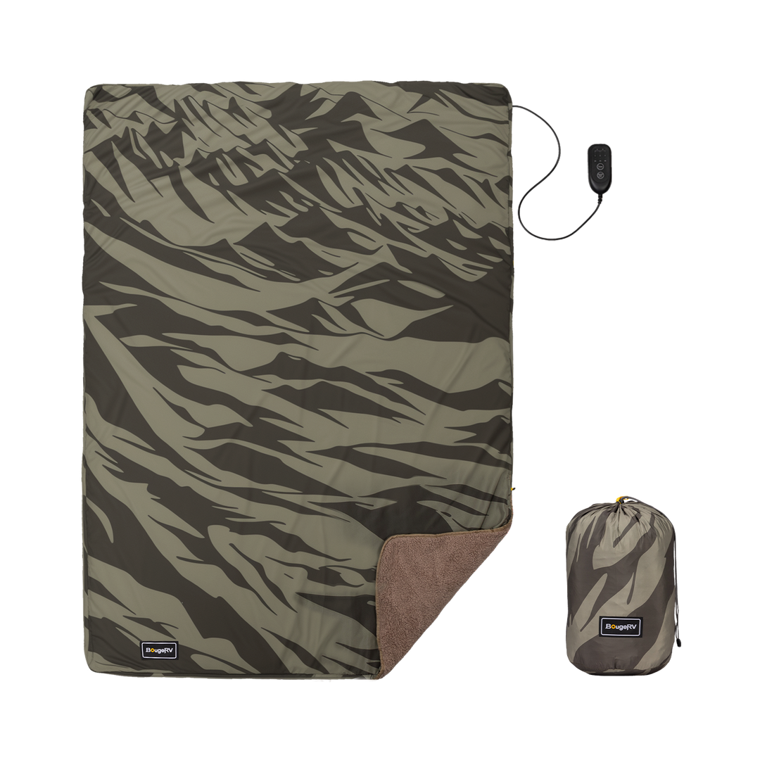Couverture Chauffante d'extérieur BougeRV 12V - 5 Niveaux de Chaleur, Télécommande via Application (Vert)