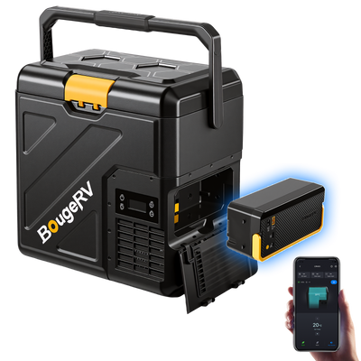 BougeRV New CRH20 21QT 12V Portable Car Fridge with 240Wh Battery