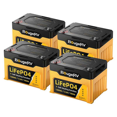 4PCS 12V 1280Wh/100Ah Self-Heating LiFePO4 Battery