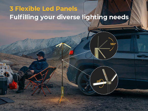 Bougerv Telescopic Camping Light, 15600Mah Collapsible Outdoor Light, Rotatable - View #3