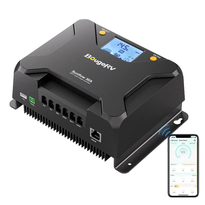 BougeRV Sunflow 30A MPPT Contrôleur de charge solaire 12V/24V