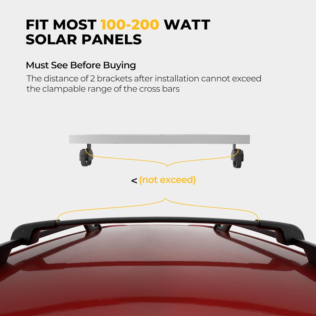 BougeRV Solar Panel Crab Mounting Kit for Cars with Cross Bars