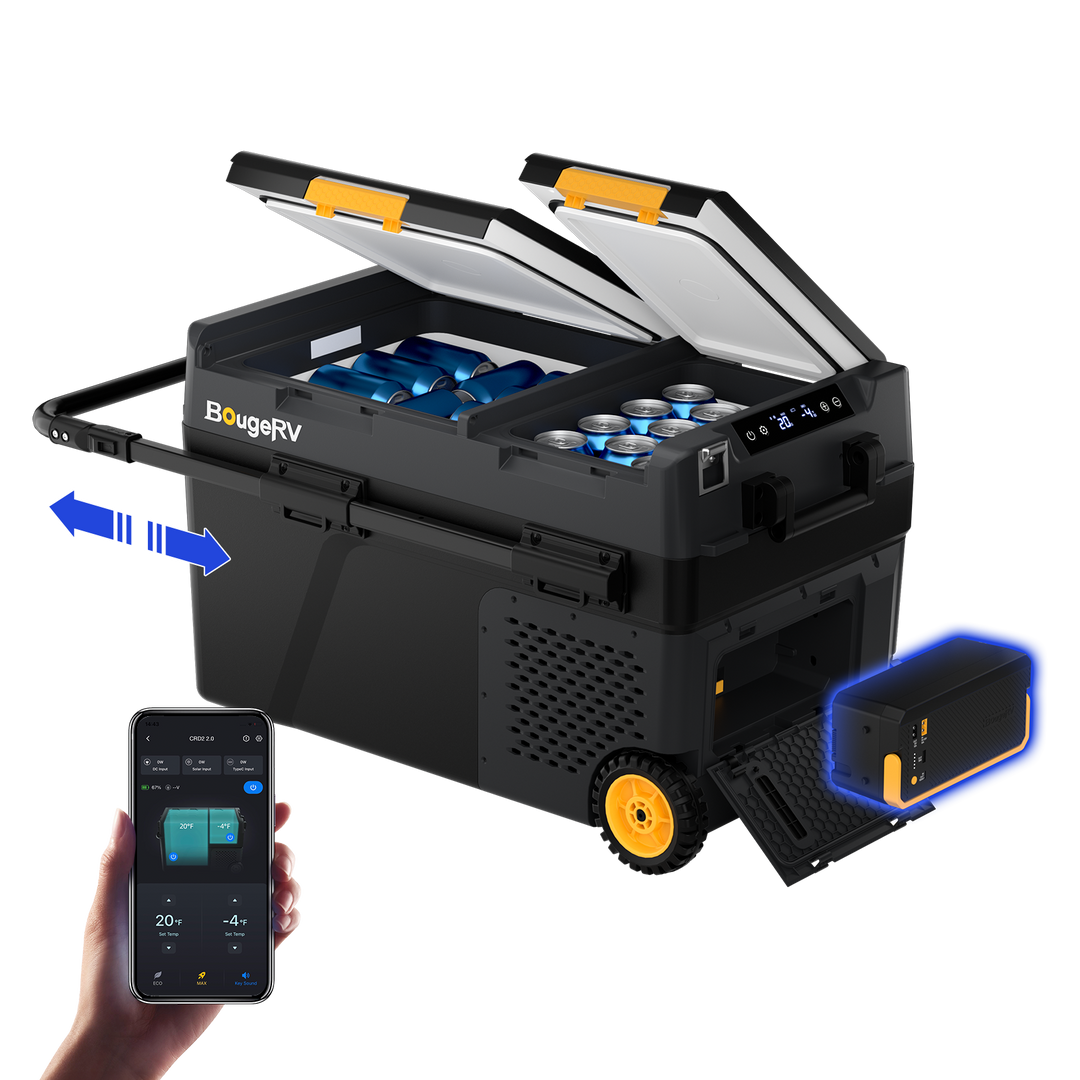BougeRV CRD2 V2.0 52QT Dual Zone 12V Portable Fridge Freezer