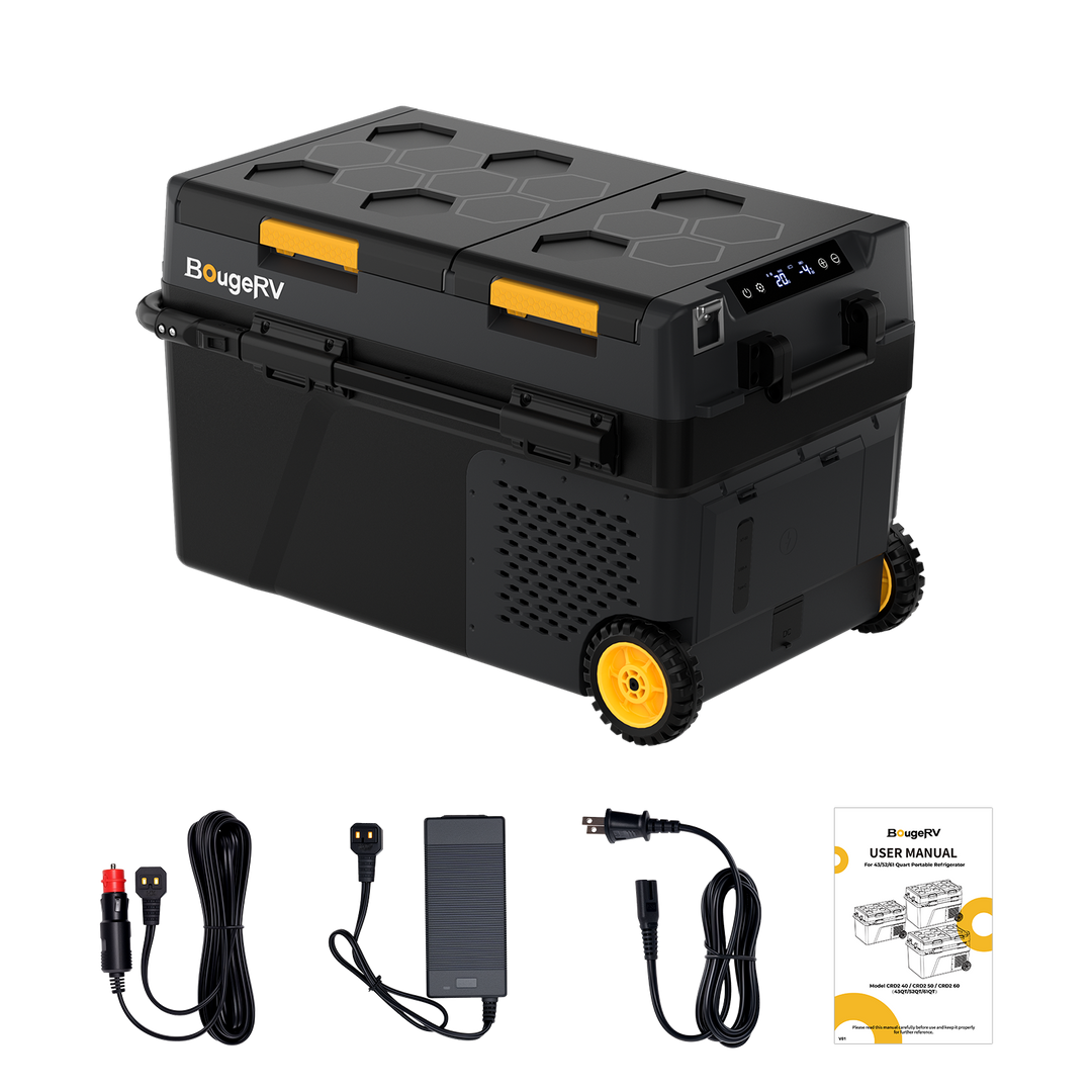 BougeRV CRD2 V2.0 52QT Dual Zone 12V Portable Fridge Freezer