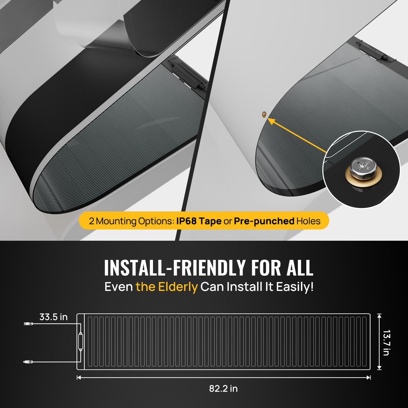 Yuma 100W CIGS Thin-film Flexible Solar Panel with Tape (Long Version)