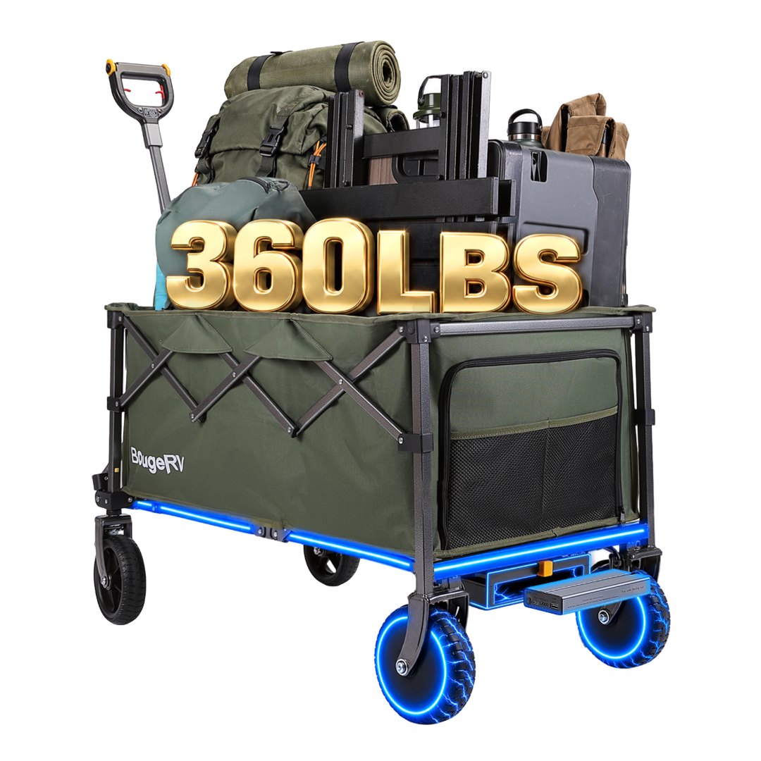 BougeRV LiteRover Foldable Utility Electric Wagon for Camping (Green)