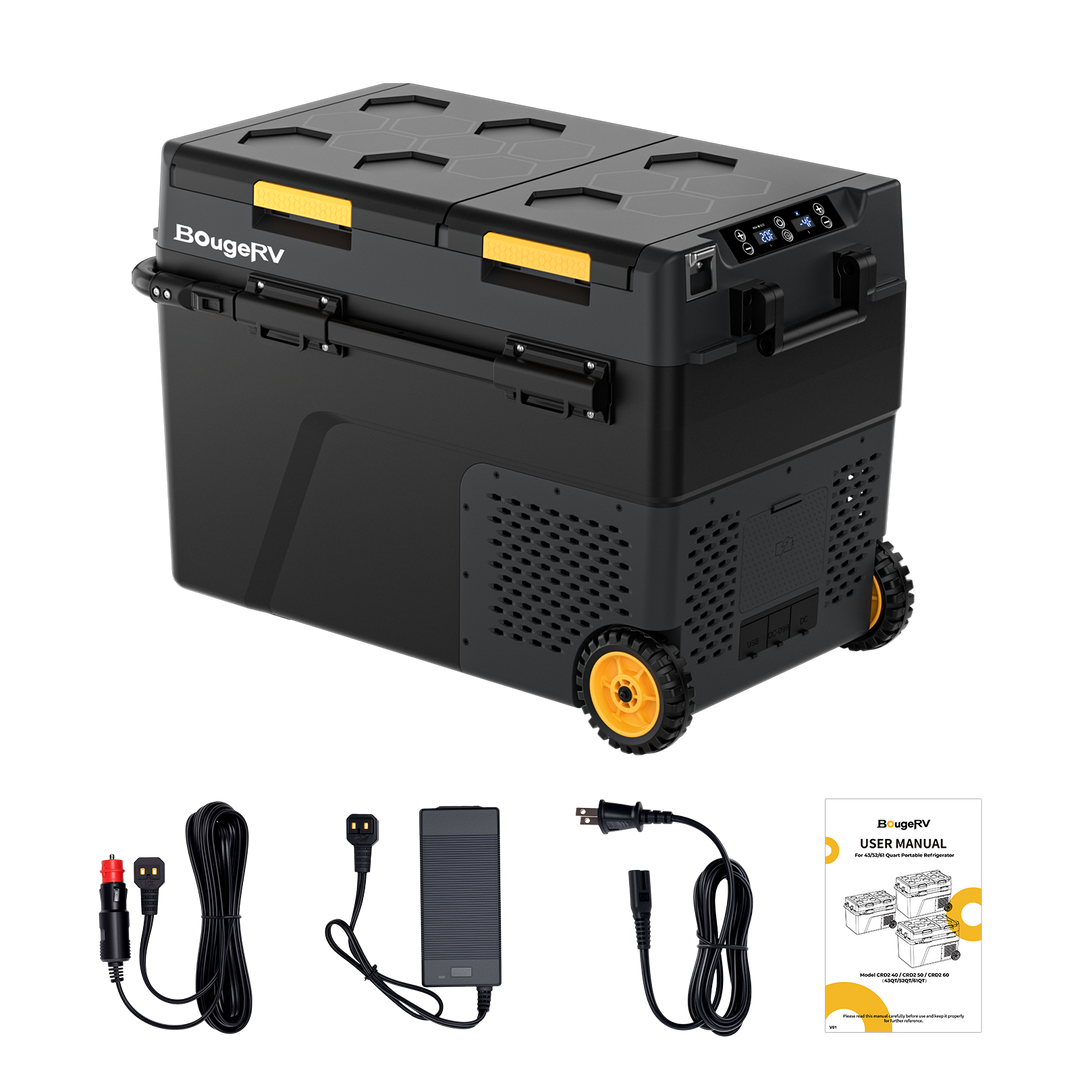 BougeRV CRD2 52QT Dual Zone 12V Portable Fridge Freezer