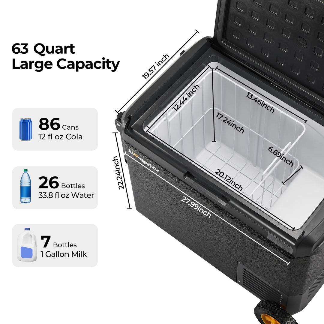 BougeRV CRS 63QT 12 Volt Portable Car Fridge