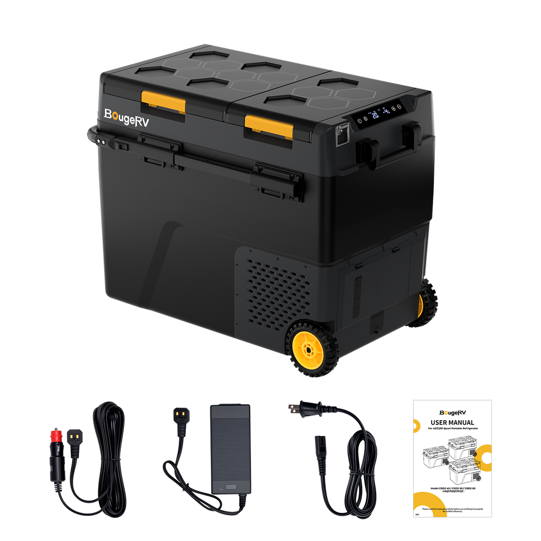 BougeRV CRD2 V2.0 61QT Dual Zone 12V Portable Fridge Freezer