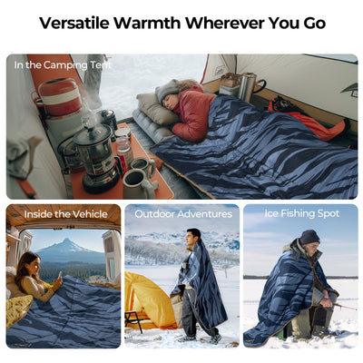 BougeRV 12V Outdoor Heated Blanket-5 Heat Settings, APP Remote Control(Blue)