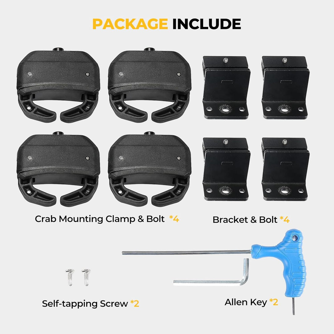 BougeRV Solar Panel Crab Mounting Kit for Cars with Cross Bars