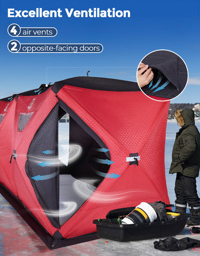 DEERFAMY 3-Layer Ice Fishing Shelter Portable Tent Double Rooms