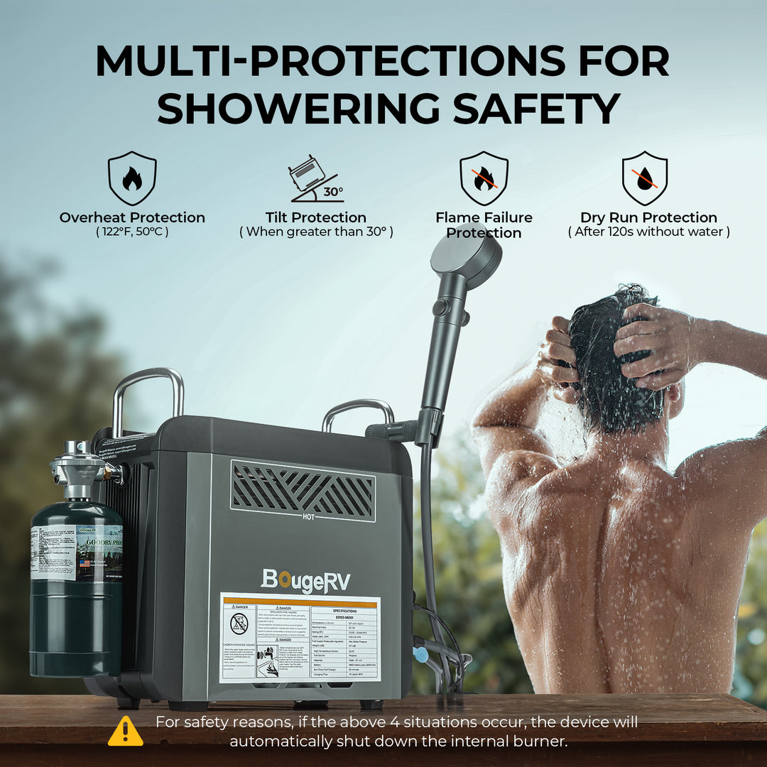 Chauffe-eau portatif de camping extérieur au propane BougeRV