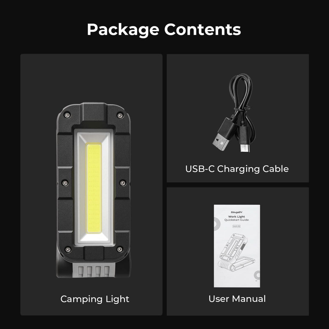 BougeRV WL01 Rechargeable Work Light 180° Rotate Job Site Lighting
