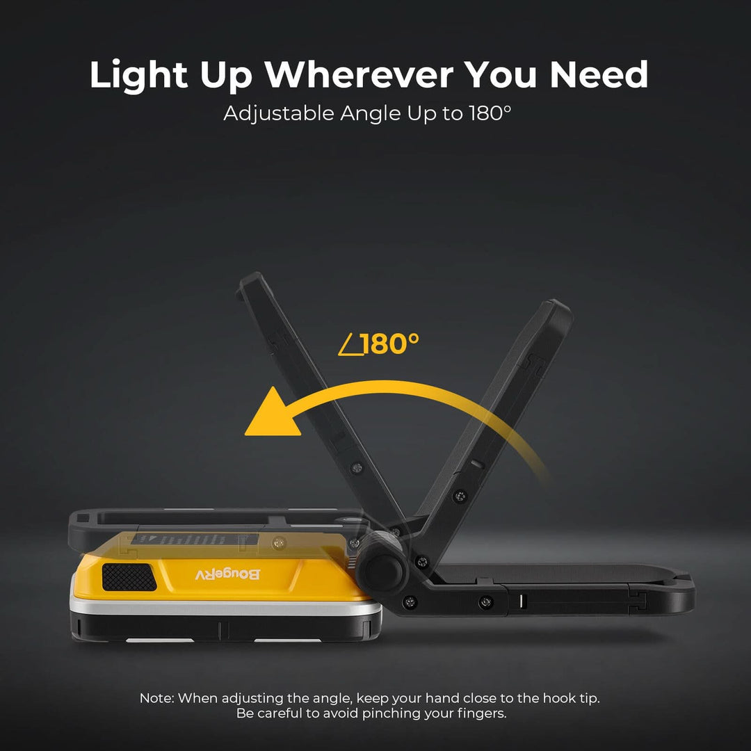 BougeRV WL01 Rechargeable Work Light 180° Rotate Job Site Lighting