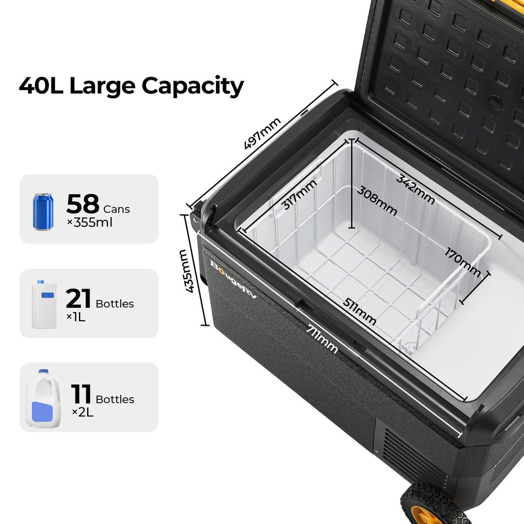 BougeRV CRS portable fridge capacity