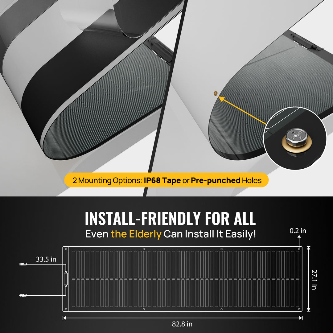 BougeRV 12V 400 Watt CIGS Flexible Solar System Kit (Pre-Punched Holes Version)