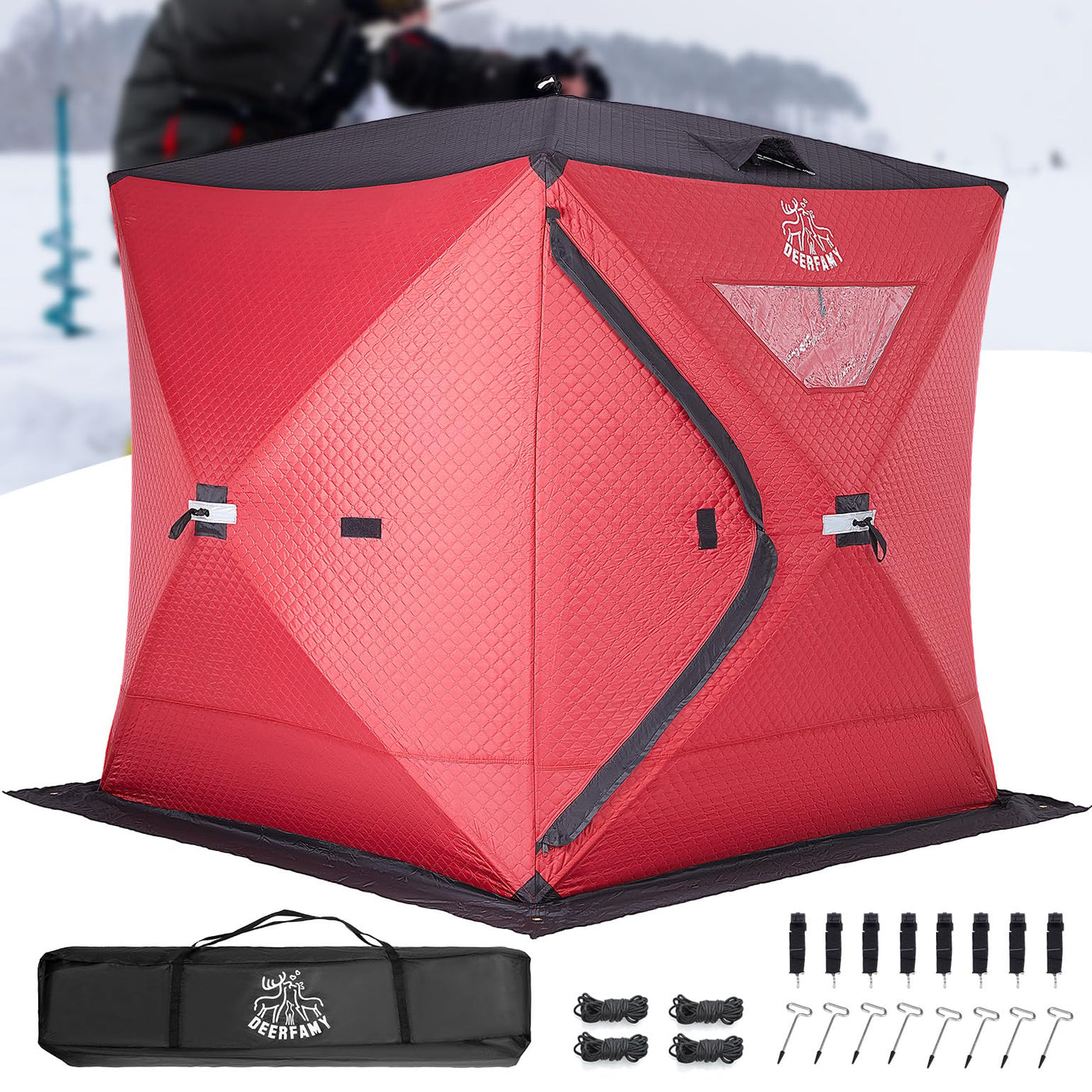 DEERFAMY Insulated Ice Fishing Shelter Portable Tent