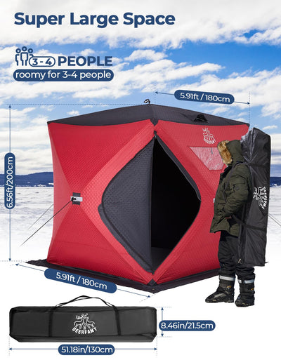 DEERFAMY Insulated Ice Fishing Shelter Portable Tent