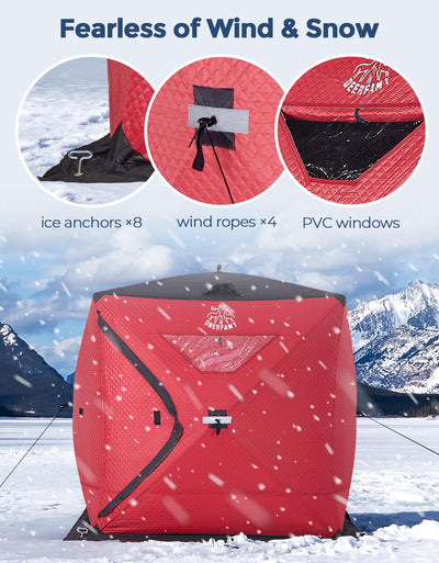 DEERFAMY Insulated Ice Fishing Shelter Portable Tent