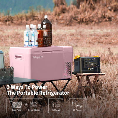 BougeRV 12V 23 Quart Colorful Pink Portable Fridge