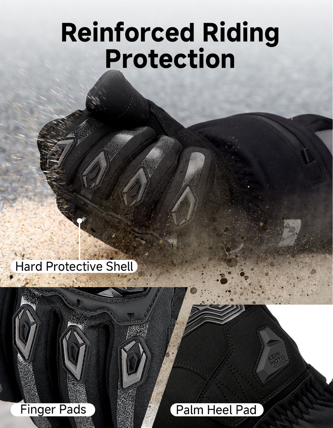 Gants de moto chauffants avec batterie rechargeable 7,4 V 2500 mAh