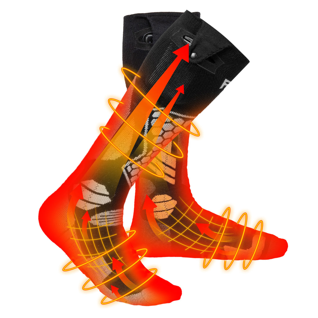 Chaussettes Chauffantes en Laine Unisexe avec Contrôle par Application Noir et Blanc