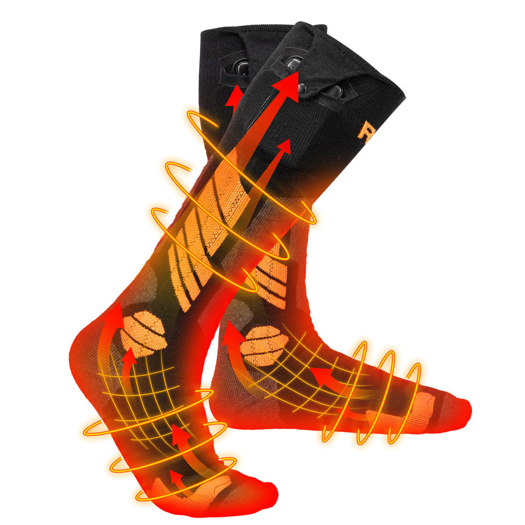 Chaussettes Chauffantes en Laine Unisexe avec Contrôle par Application Noir et Blanc