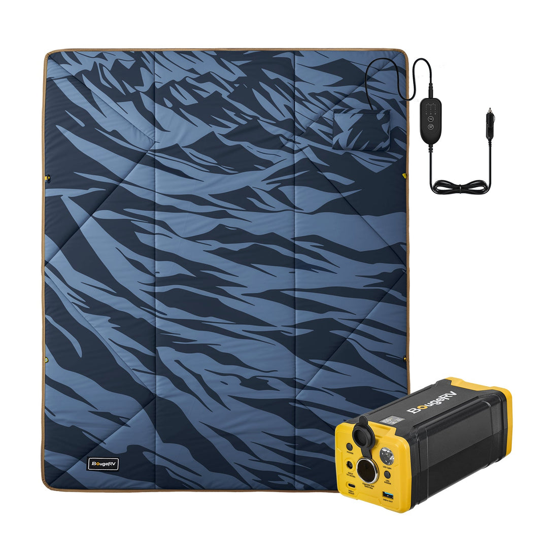 BougeRV 12V Outdoor Heated Blanket-5 Heat Settings, APP Remote Control(Blue)
