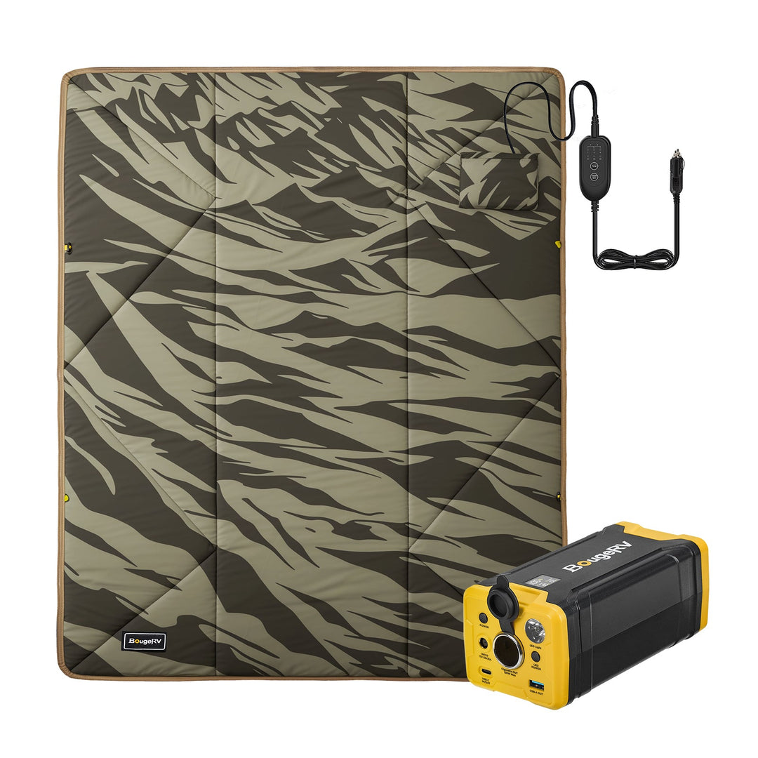 BougeRV 12V Outdoor Heated Blanket-5 Heat Settings, APP Remote Control(Green)