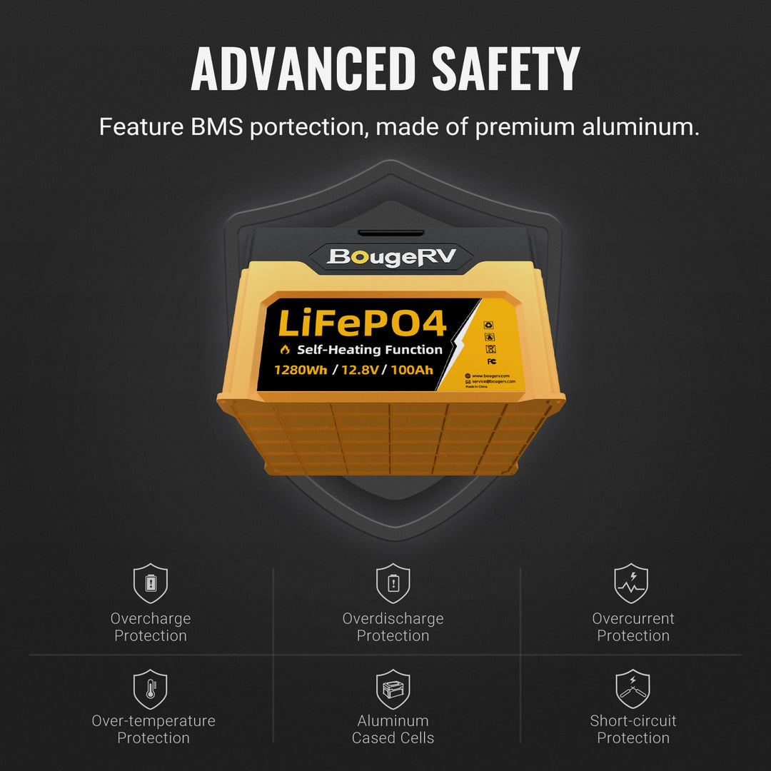 12V 1280Wh/100Ah Self-Heating LiFePO4 Battery