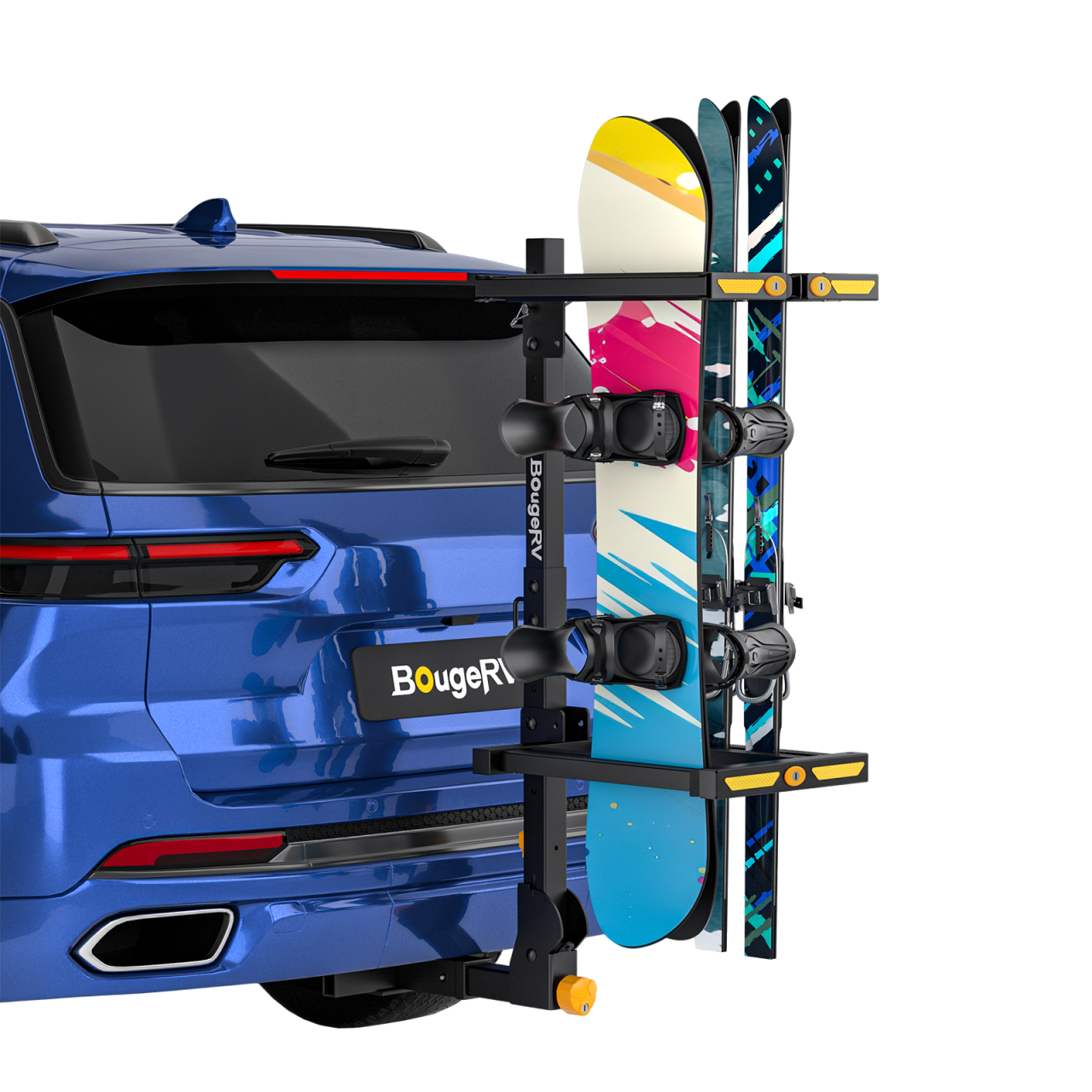 BougeRV Hitch Ski Snowboard Rack with Security Lock