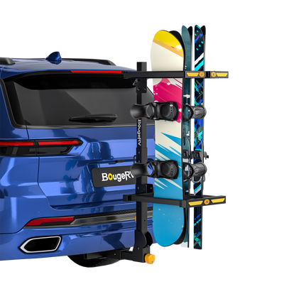 BougeRV Hitch Ski Snowboard Rack with Security Lock