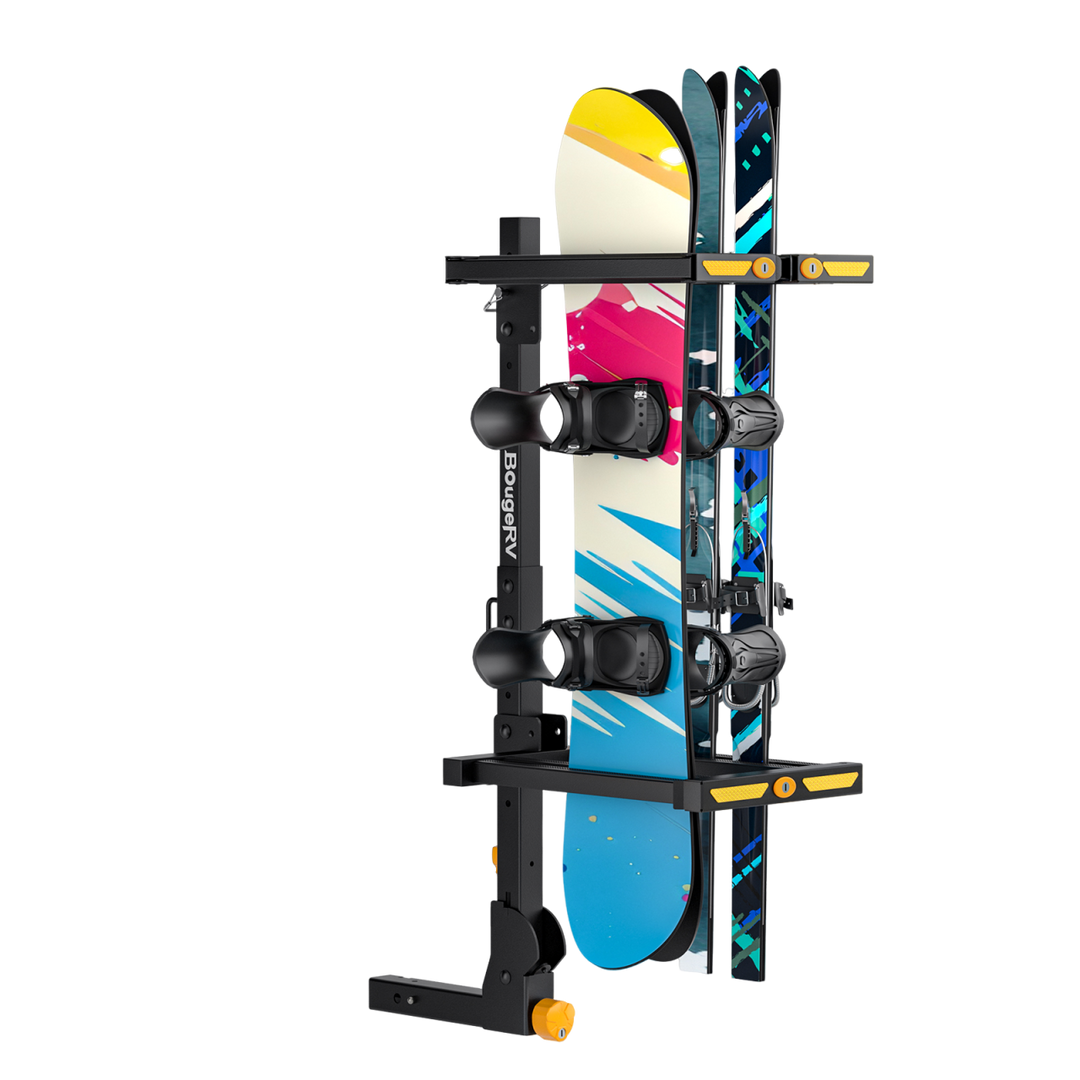 BougeRV Hitch Ski Snowboard Rack with Security Lock