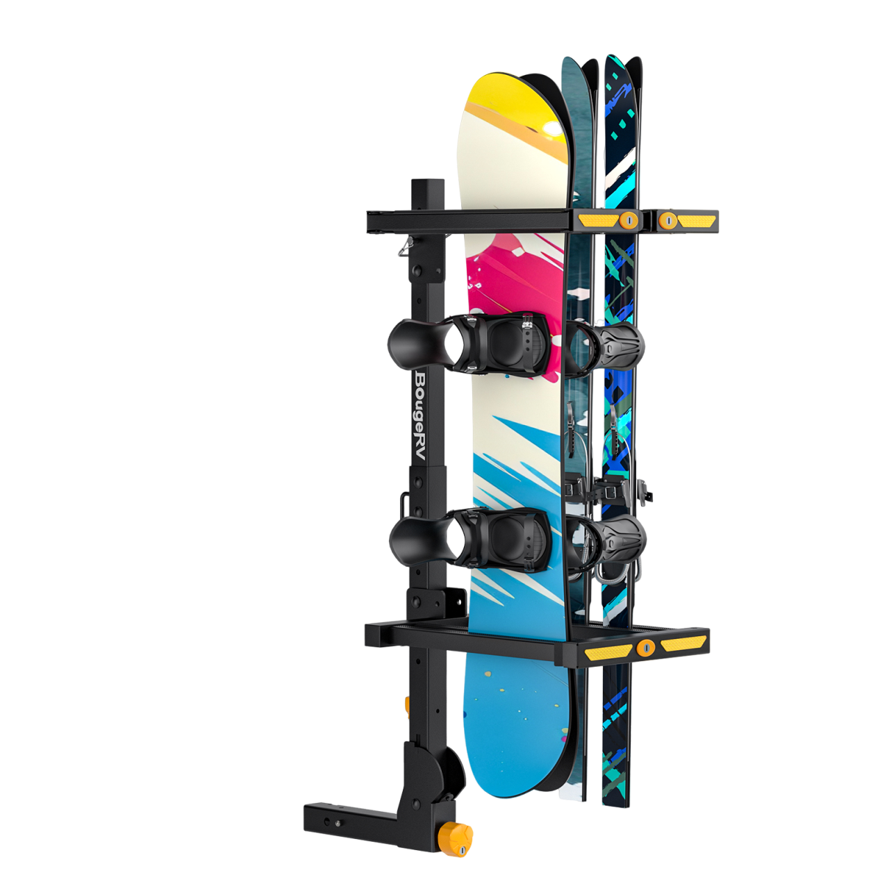 BougeRV Hitch Ski Snowboard Rack with Security Lock