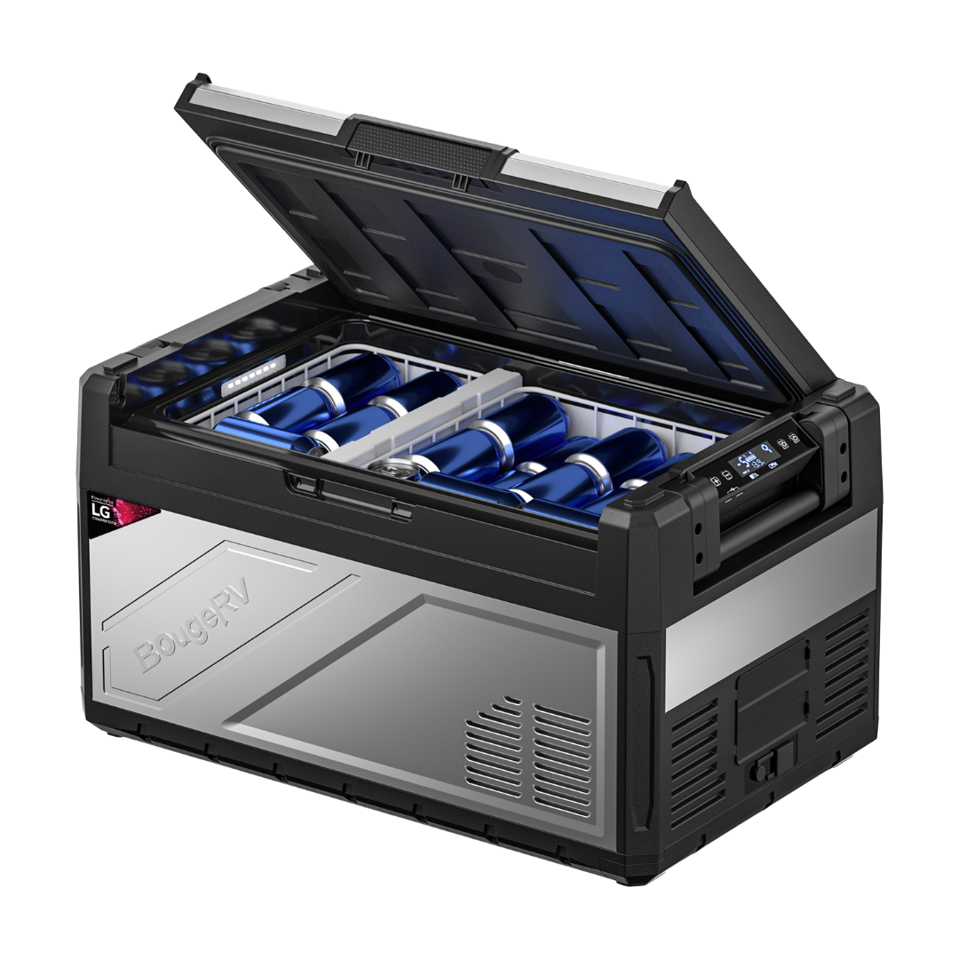 BougeRV Rocky 41QT portable cooler with cold cokes inside