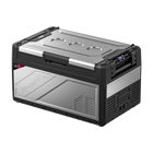 BougeRV Rocky 41QT Dual Zone 12V Portable Fridge with a digital display, front handles, and stainless steel exterior.