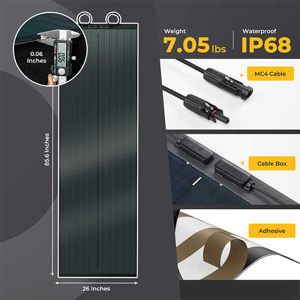 BougeRV Yuma 400W (200W*2pcs) CIGS Thin-Film Flexible Solar Panel with Adhesive