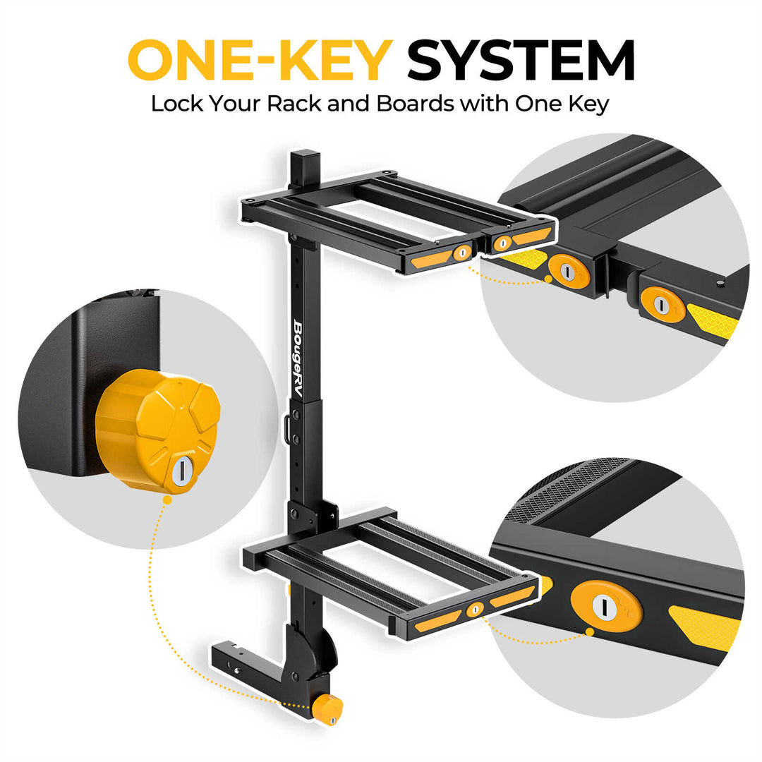 BougeRV Hitch Ski Snowboard Rack with Security Lock