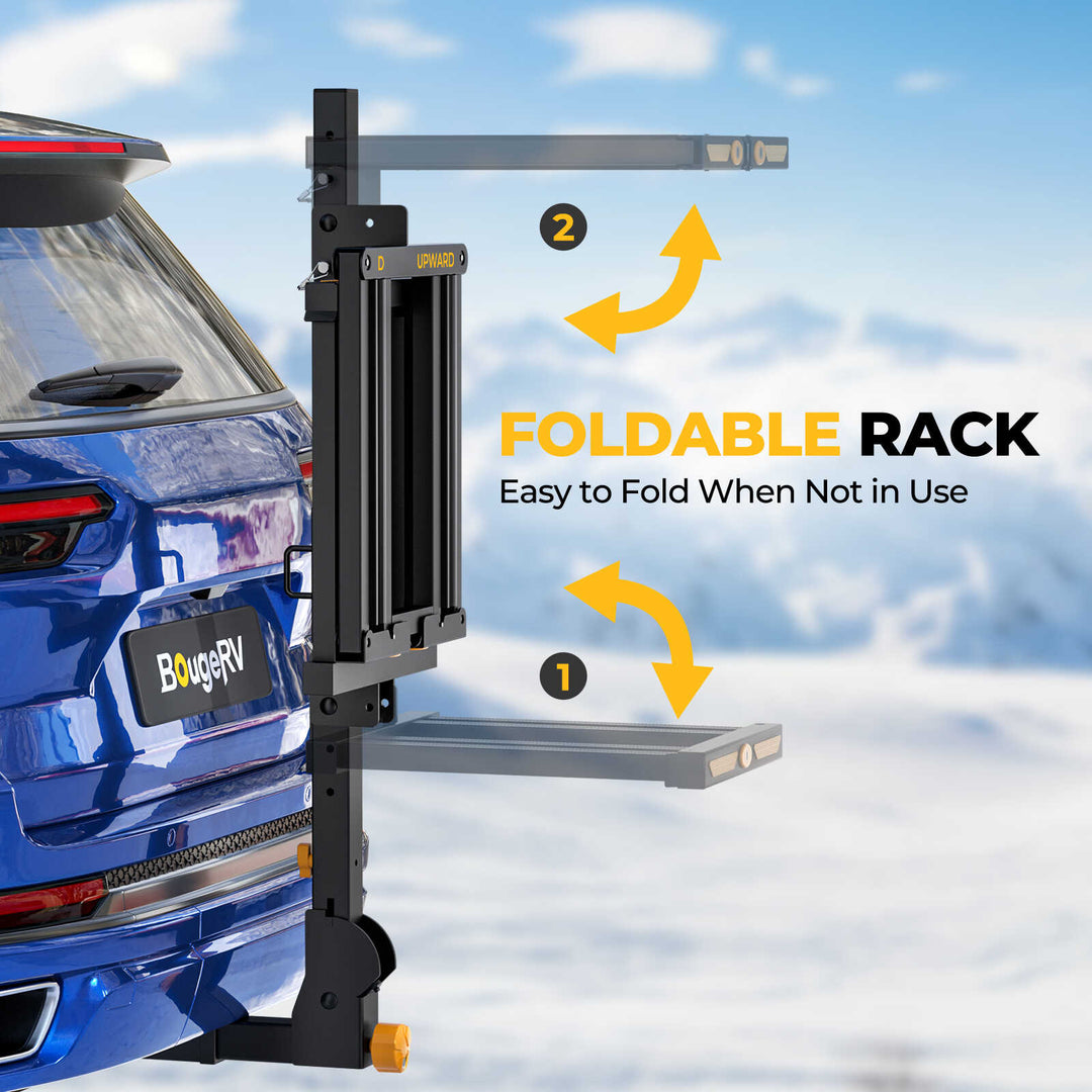 BougeRV Hitch Ski Snowboard Rack with Security Lock